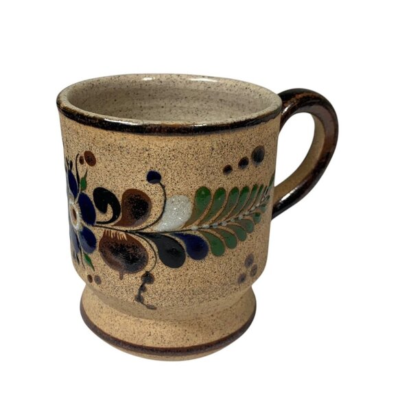 Handmade Mug Floral Stoneware 10 oz Coffee Cup Made in Mexico - Picture 3 of 5